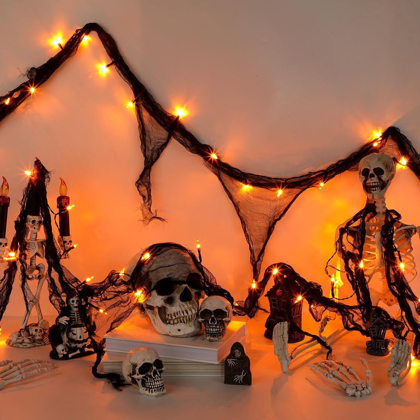 Guirnalda luces Halloween 23ft naranja 30 LED 8 modos