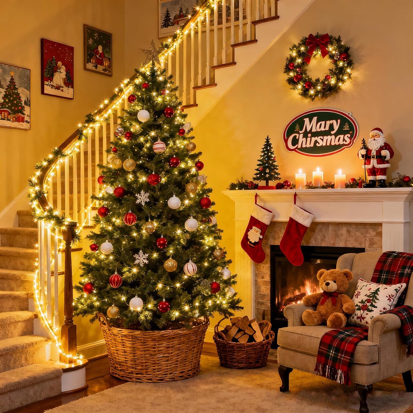 Guirnalda luces navideñas 300 LEDs 99pies impermeable