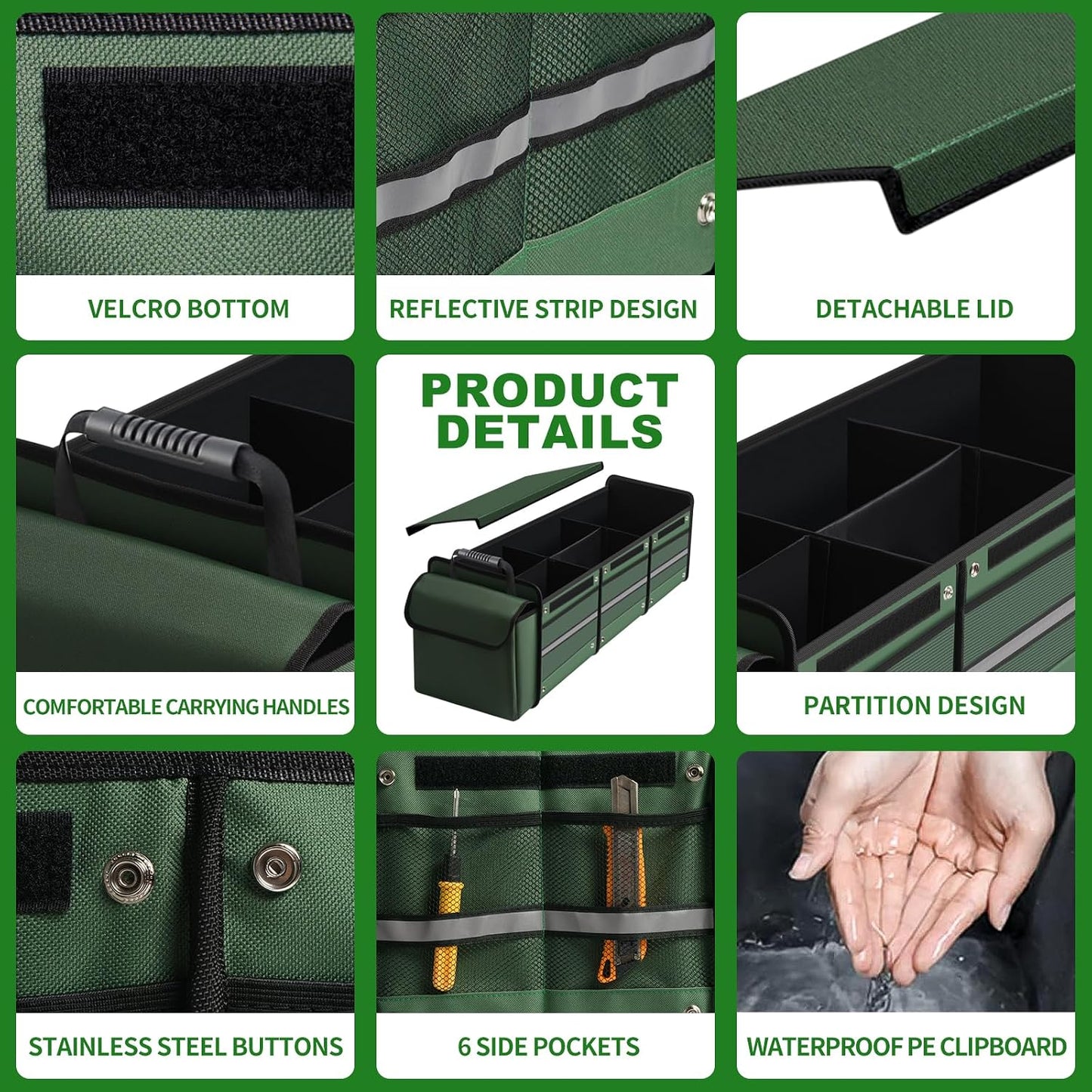Organiz. maletero 115L plegable con bolsa térmica aislada