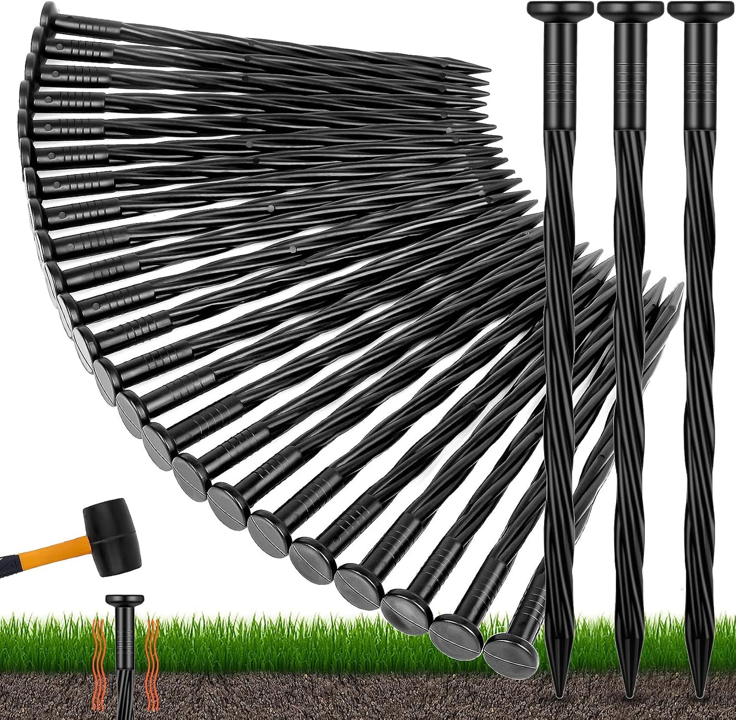 200 Estacas Plástico 8pulg para Bordes Jardín Césped