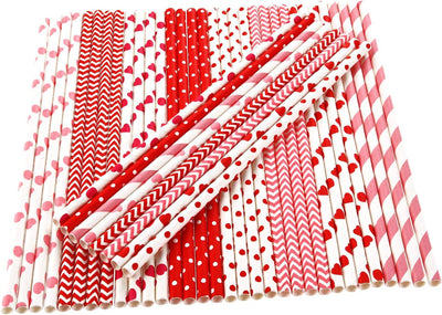 200 Popotes San Valentín Corazón a Rayas 8 Estilos