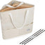 Bolsa organizadora para colgar ropa con asas beige y blanco