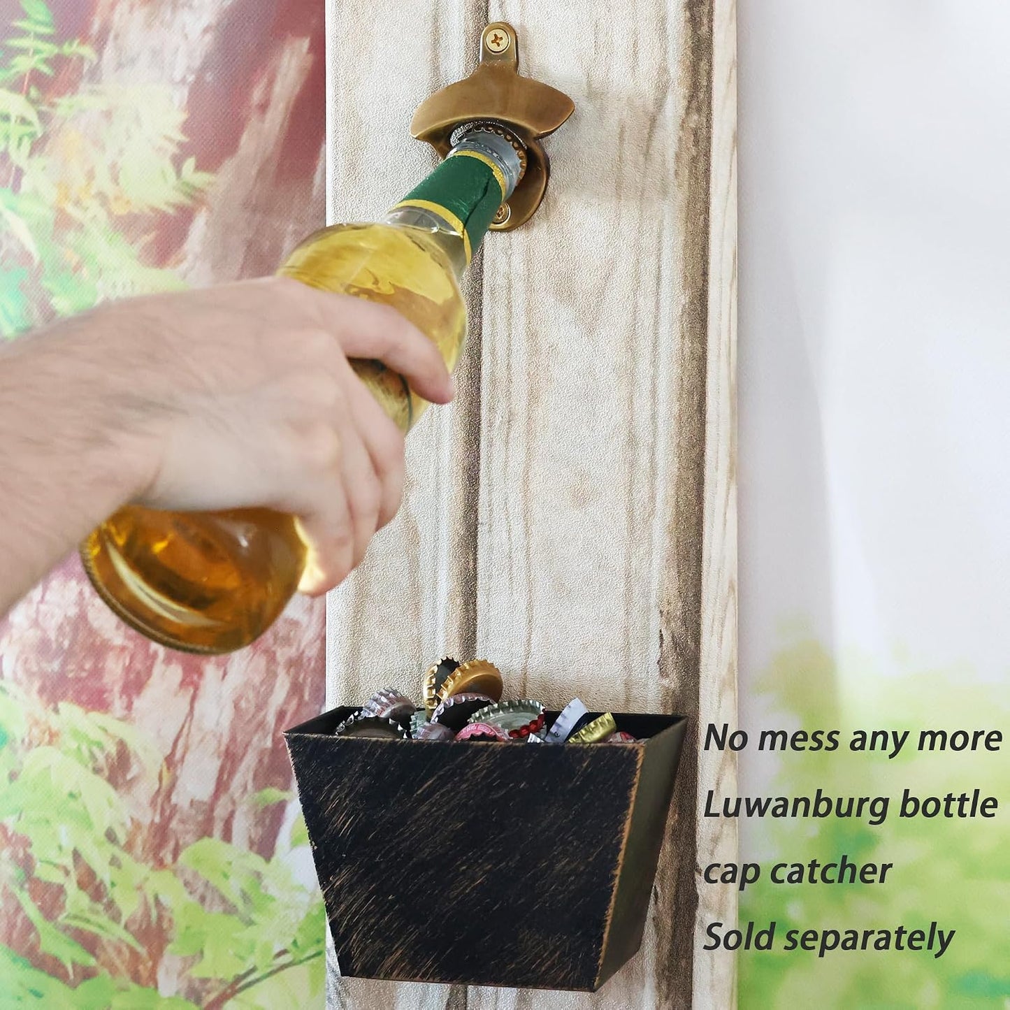 Abridor botellas pared y refrigerador dorado antiguo set 3