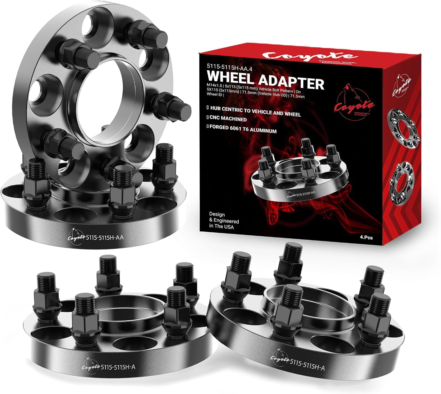 4 Pzas Adaptadores Rueda 5x115mm M14x1.5 para Chrysler