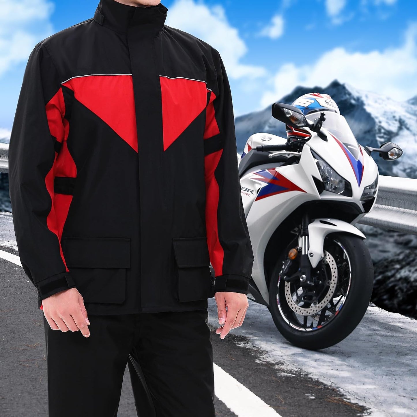 Traje lluvia motociclista alta visibilidad impermeable