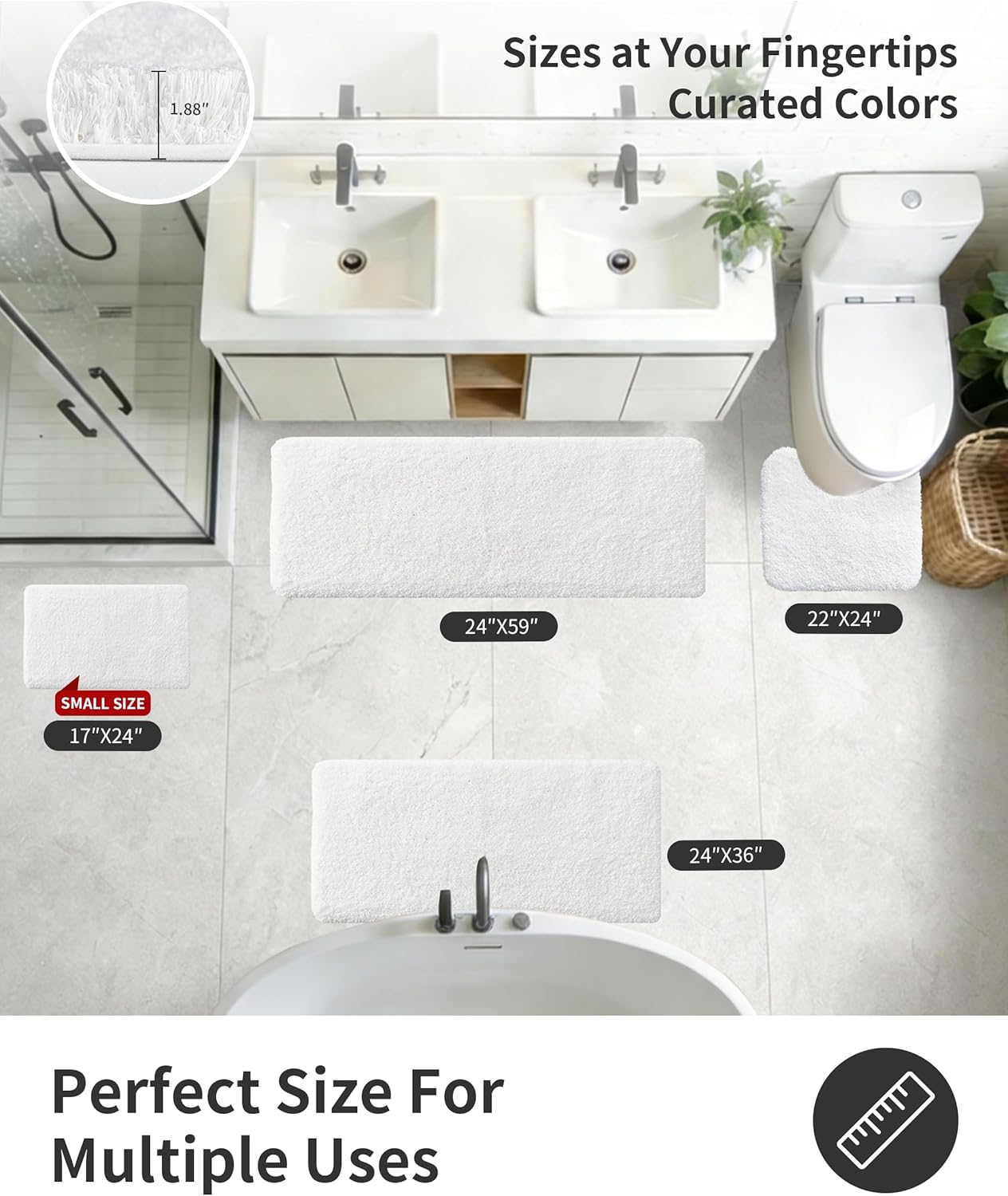 Alfombra baño blanca 36x24" antiderrap microfibra