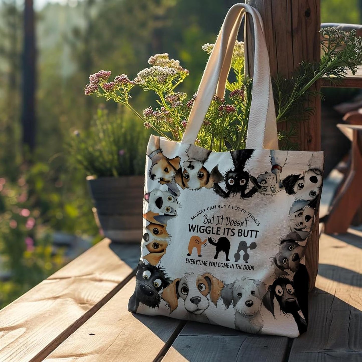 Bolsas lona reutiliz. para amantes de perros