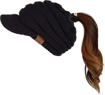 Visera sombrero beanie cola caballo 2en1