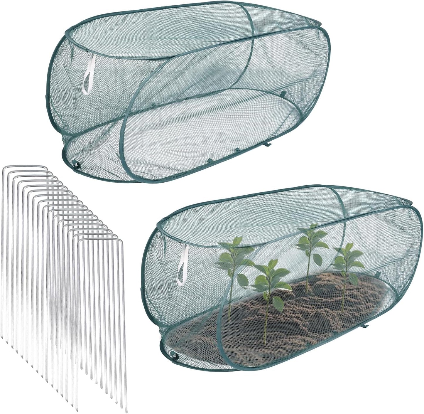 2 Cubiertas Malla Jardín 39x18x16pulg con Estacas