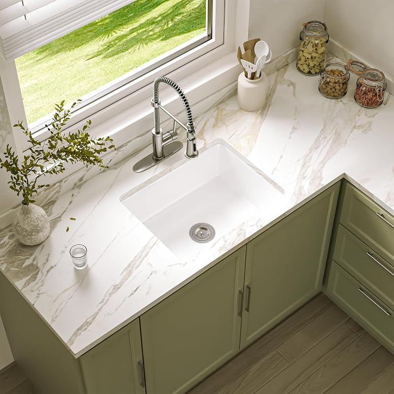 Fregadero cocina porcelana 24pulg colador PU2318