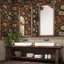 Papel tapiz floral negro oscuro autoadhesivo 17.5x394pulg