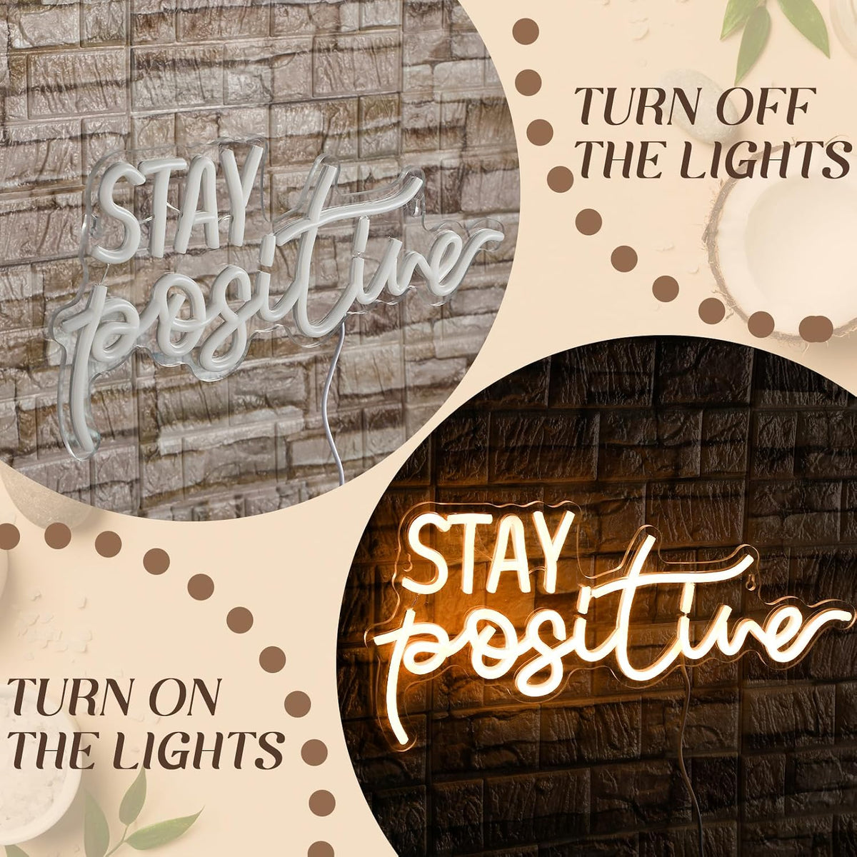 Letrero neón LED Stay Positive decoración pared habitación niña