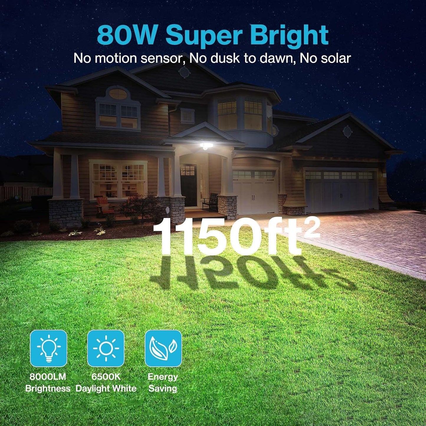 2 Luces Inundación Exterior 80W LED 8000lm IP65