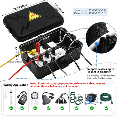Caja eléctrica exterior impermeable 12.5x8.5x5pulg IP54