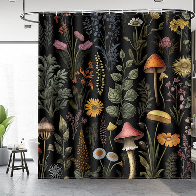 Cortina ducha floral bohemio vintage 12 ganchos