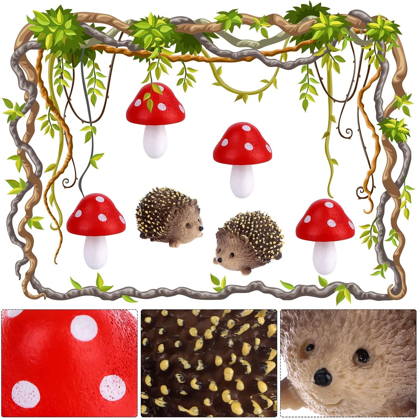 8 Pzas Accesorios Jardín Hadalas Erizos Hongos Bonsái