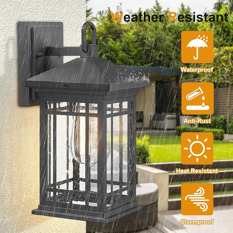Luz porche exterior 12.4" enchufes E26 vidrio sembrado