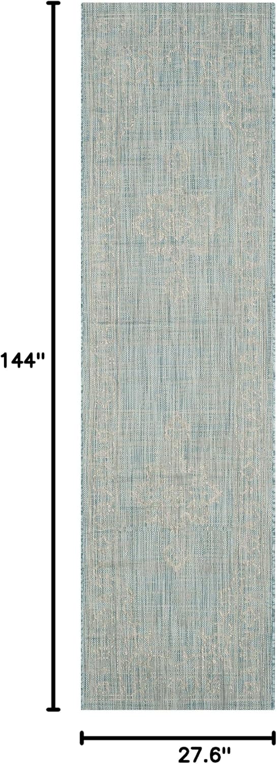 Alfombra decorativa impermeable 2'3x12' aguamarina y gris