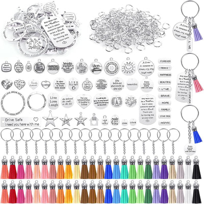 Set 350 Pzas Llaveros Motivacionales con Dijes y Cadenas