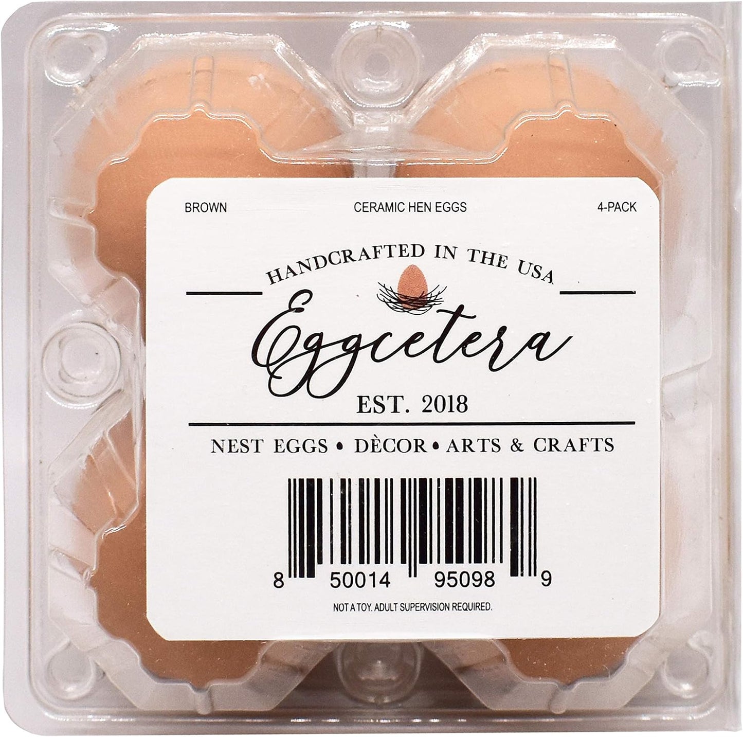 Huevos cerámica nido pack 4 color marrón antipicoteo