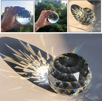 Bola cristal transparente 3.937pulg arco iris decoración