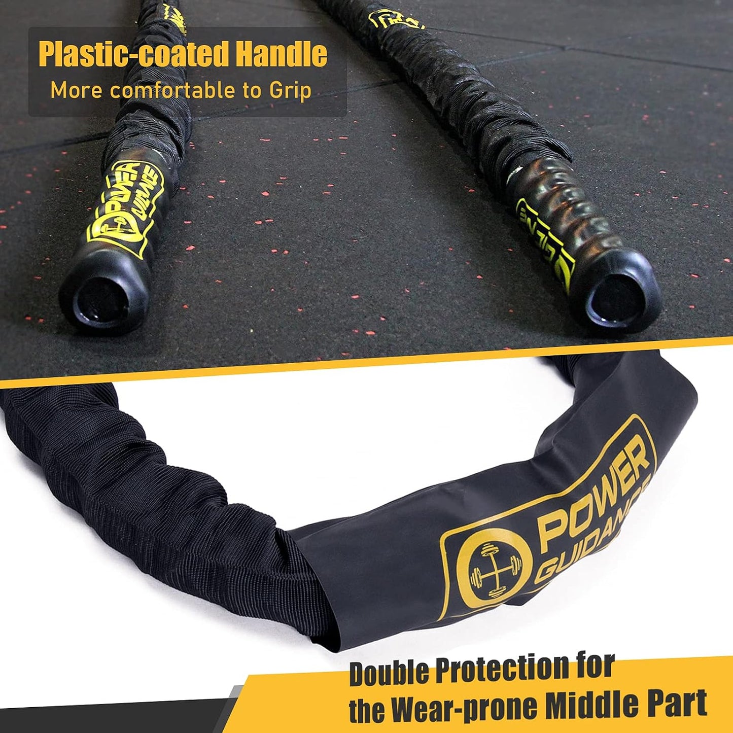Cuerda batalla poliéster 1.5/2pulg 9/12/15m para gimnasio
