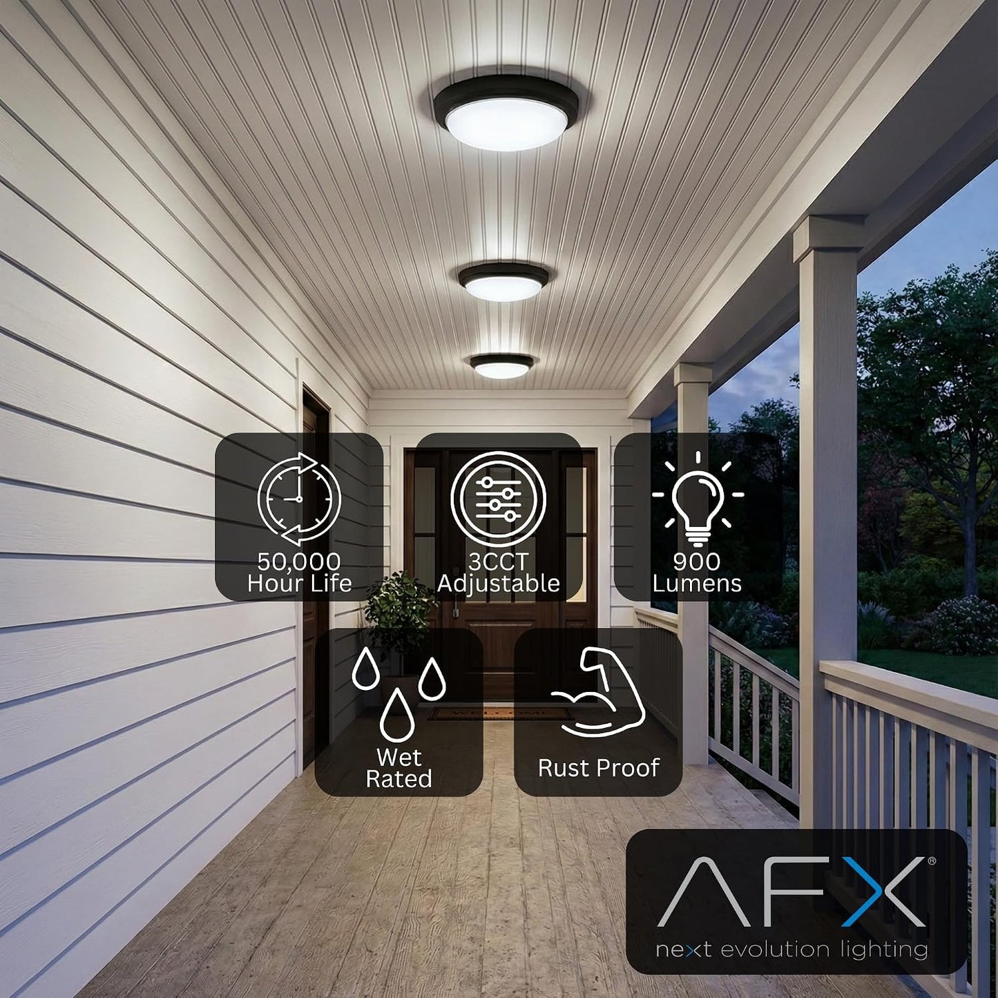 Lámpara techo LED exterior 8pulg 12W 3000-5000K