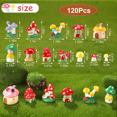 120 Pzas Hongos Resina Manualidades Jardín Bonsái