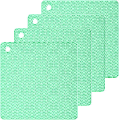 Alfombrillas silicona salvamanteles 7.5x7.5pulg verde