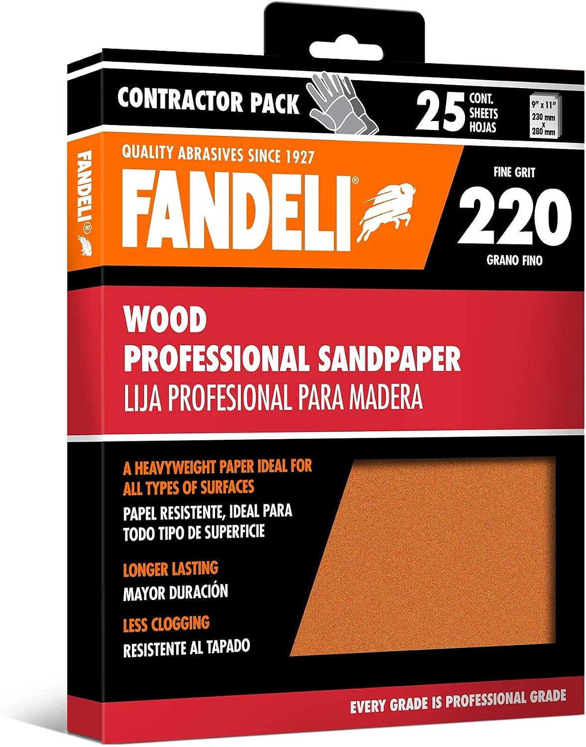 Papel lija madera 220 25 hojas 9x11pulg lijadora orbital