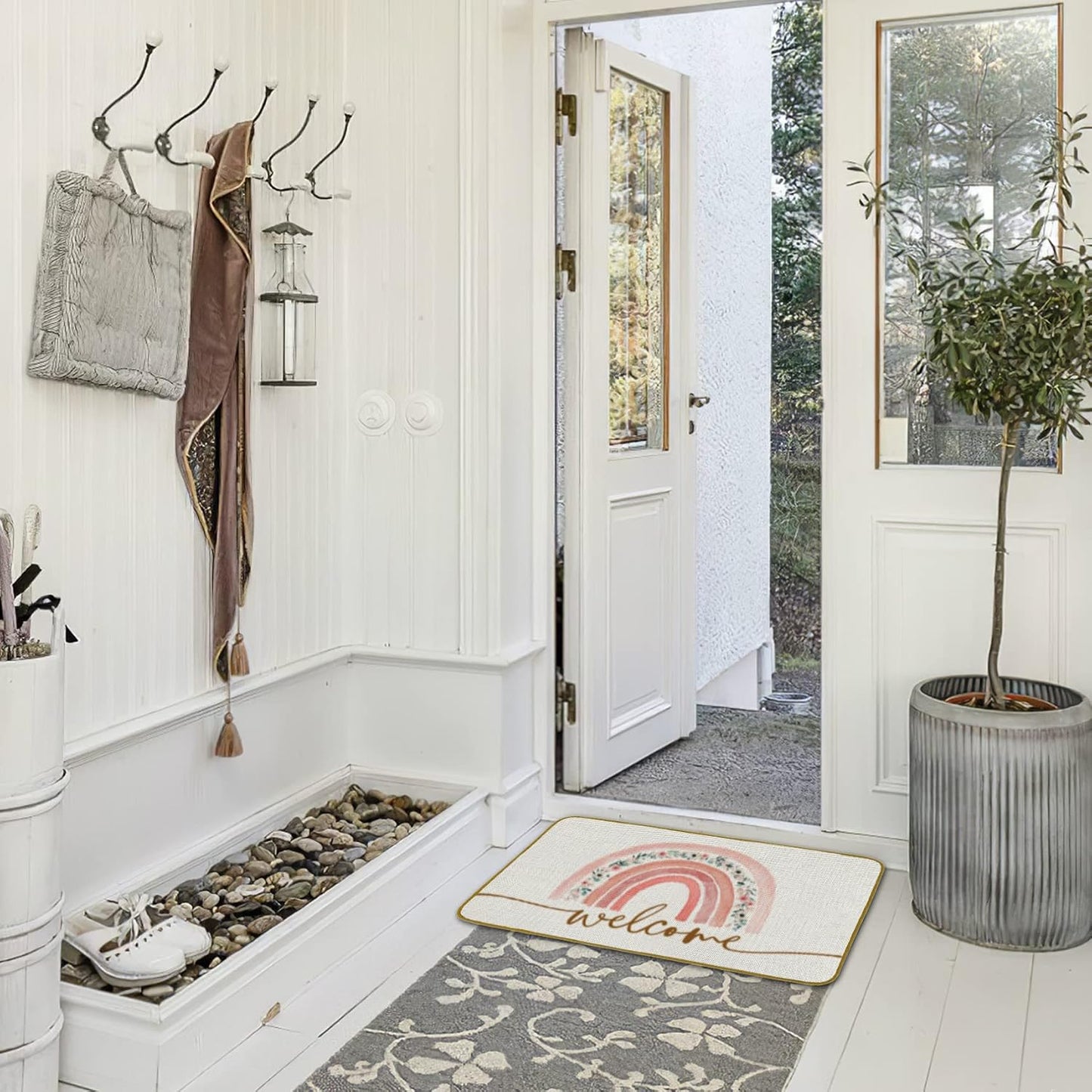 Tapete decorativo bohemio arcoíris para hogar puerta