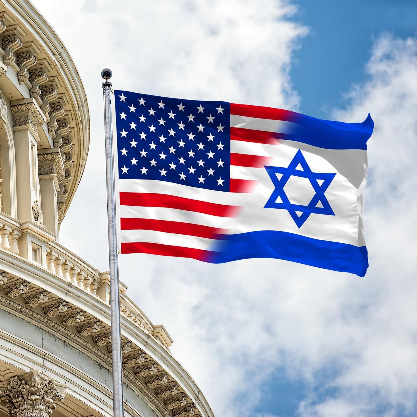 Bandera Israel-Estados Unidos 3x5ft poliéster doble costura