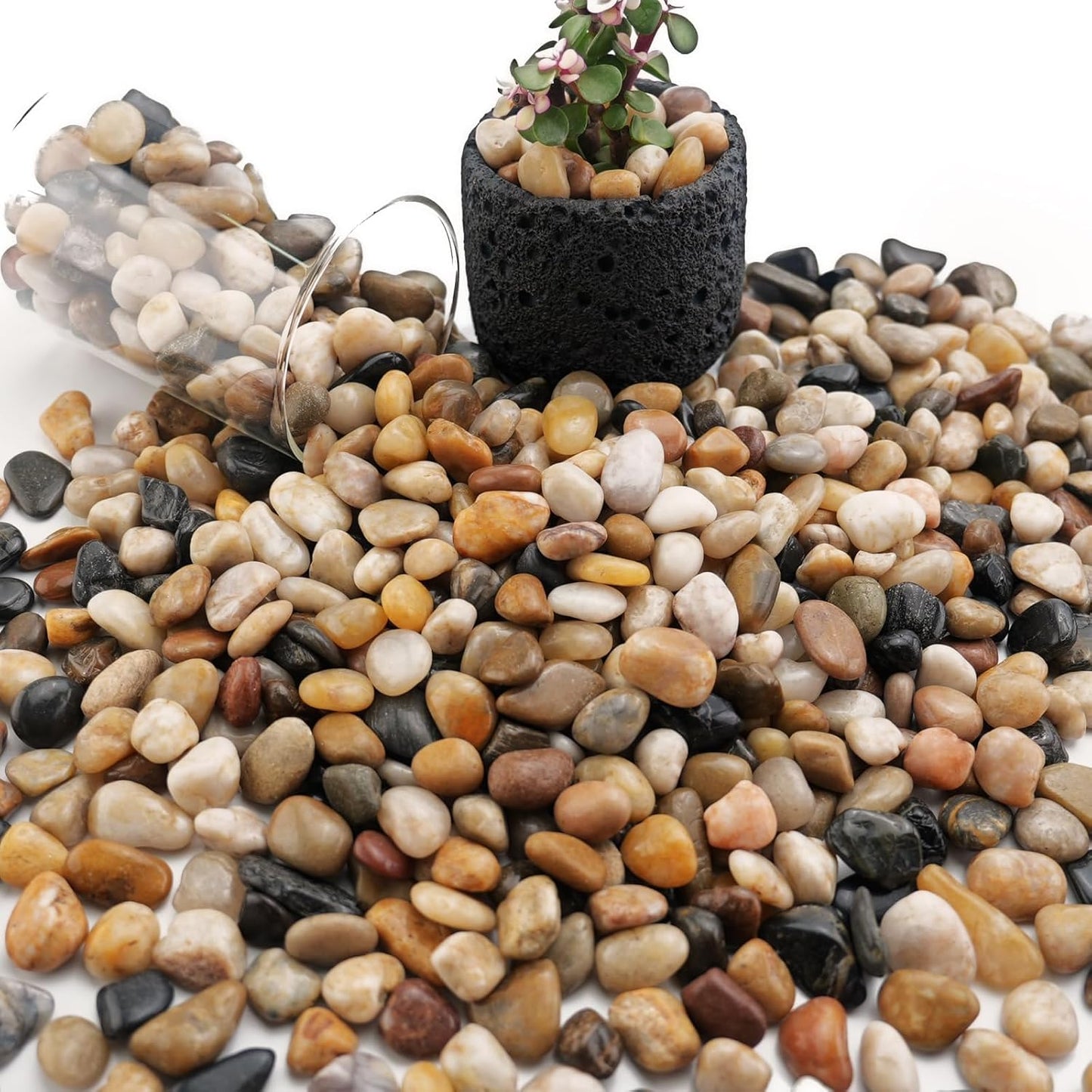 Piedras pulidas 3/8" decorativas para pecera