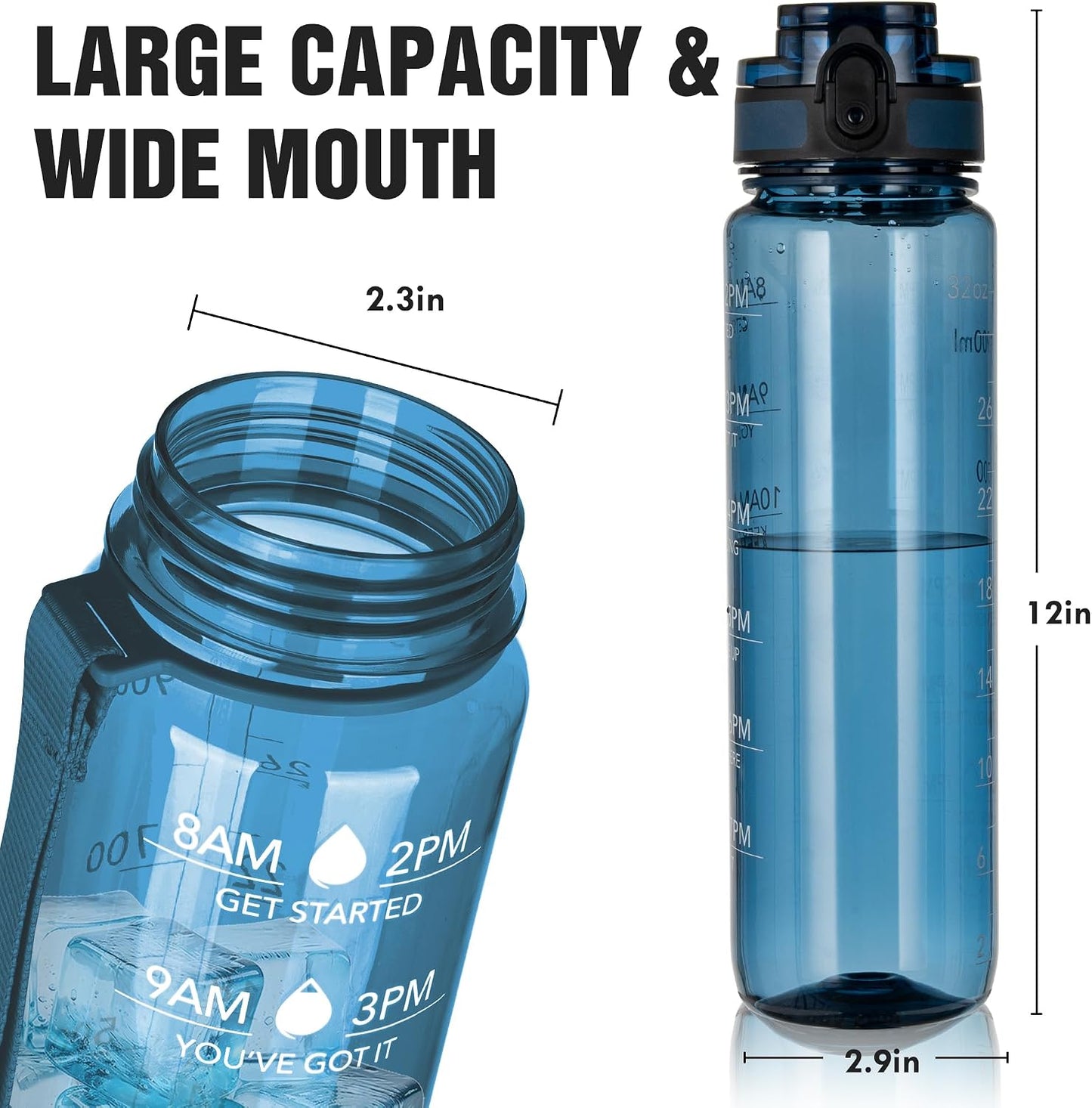 Botella agua Tritan sin BPA 32oz azul medianoche
