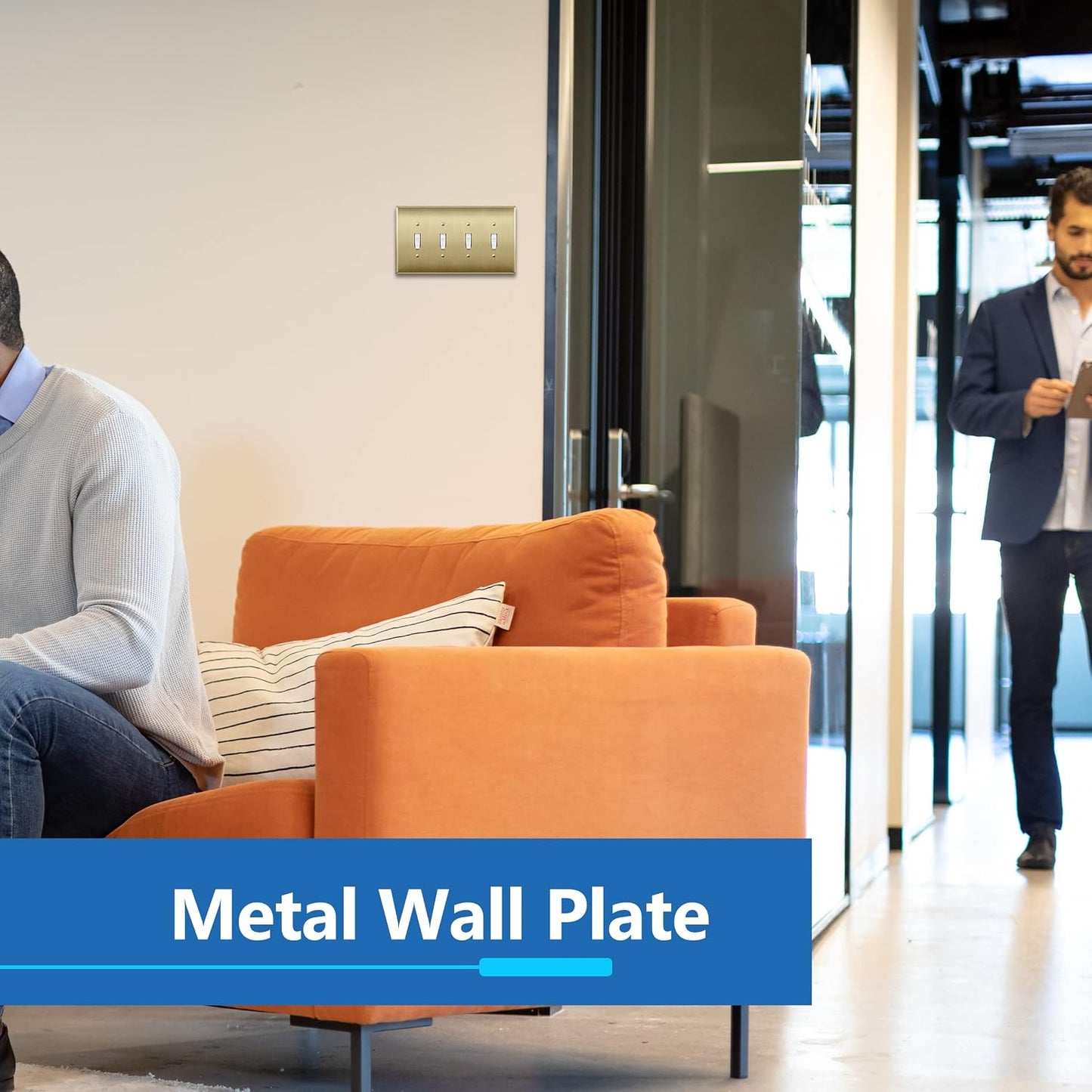 Placa pared acero inox 4.88x8.58pulg pack 1