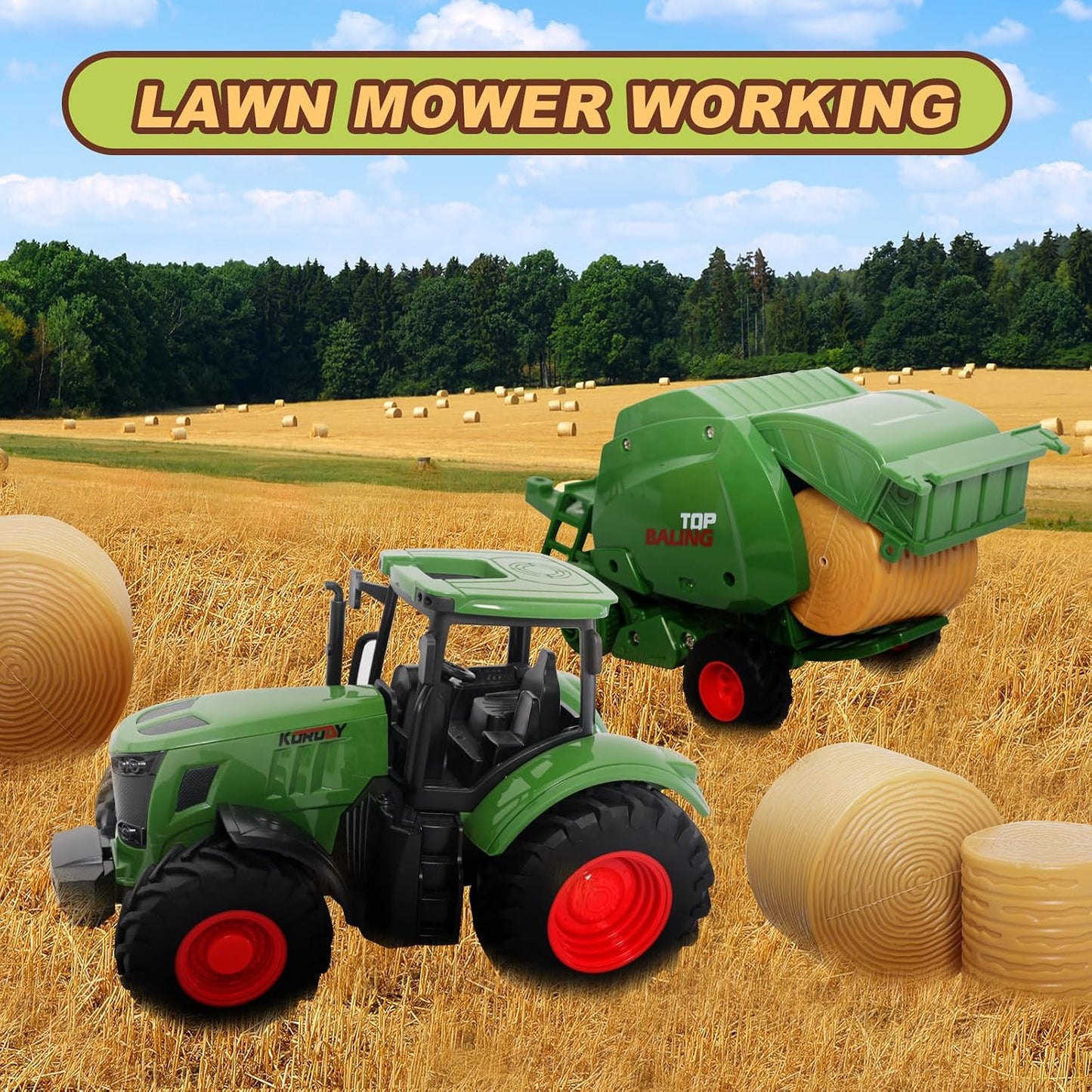 Set tractor granja vaca herramientas para niños