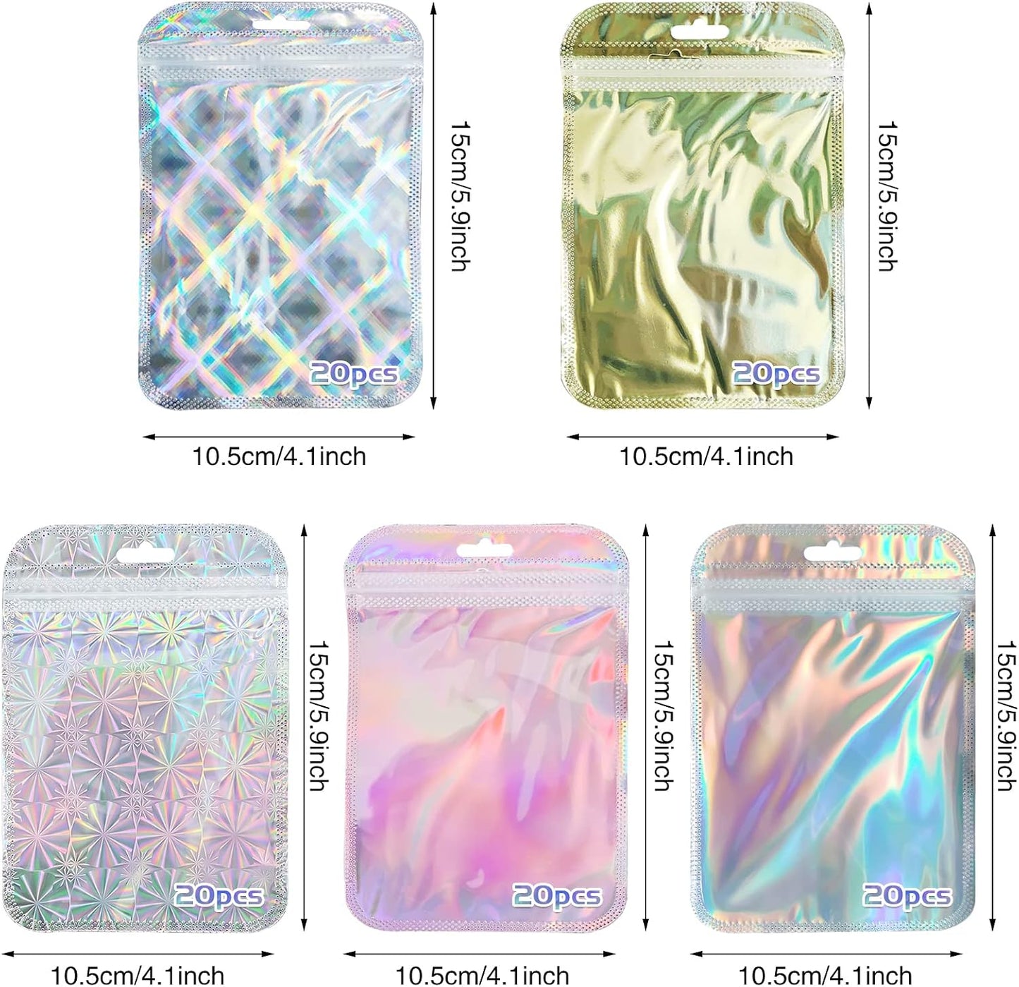 100 Bolsas Mylar Resellables 4x5.8" Impermeables para Joyas