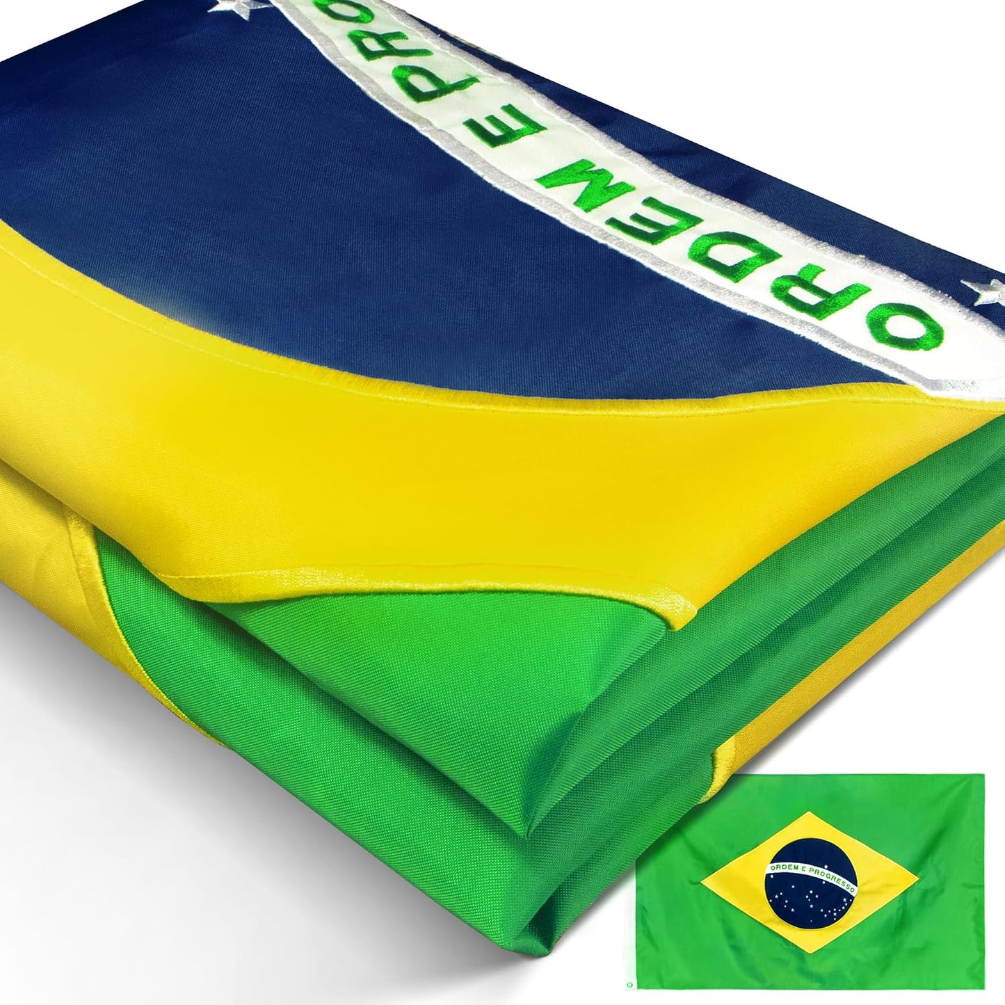 Bandera Brasil bordada 3x5pies lona resistente ojales latón