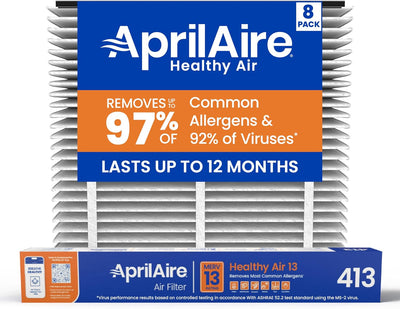 Filtro aire MERV 13 16x25x4 pulg pack 8