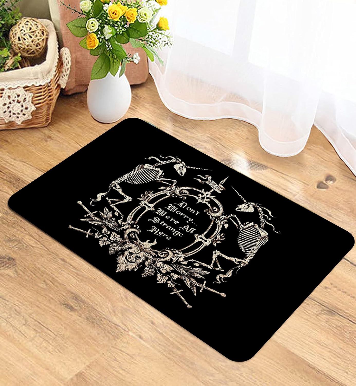 Tapete gótico calavera 30x17pulg antiderrap exterior