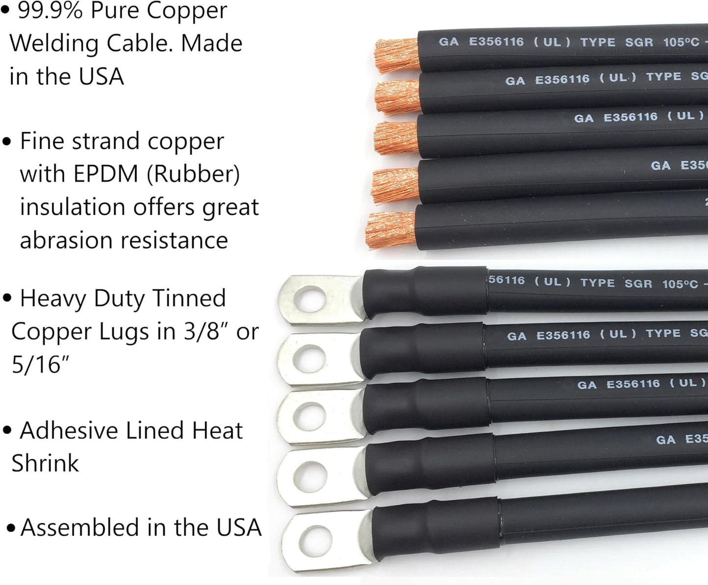 Cables batería 4 AWG 1-15pies cobre puro