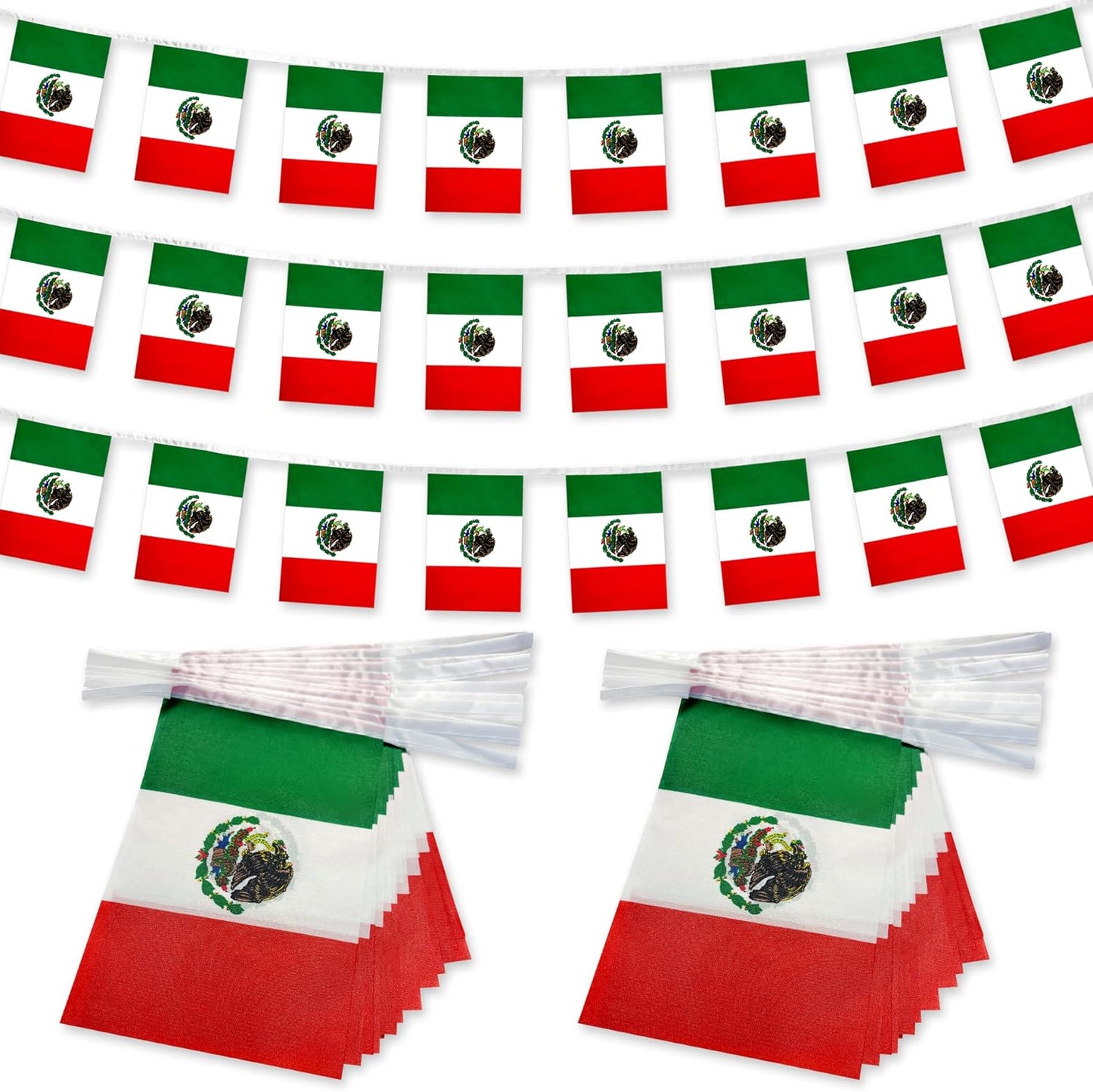 2 Banderas Mexico 60ft Cadena Pequeña Colgante