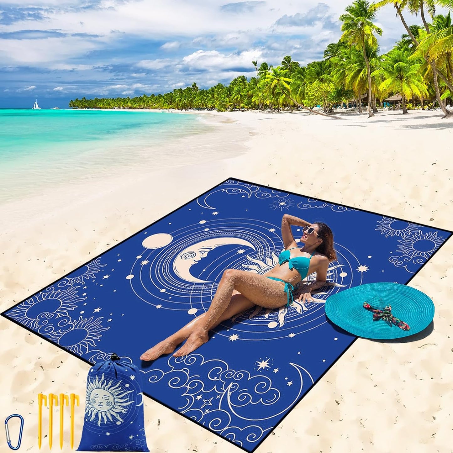 Manta playa impermeable 79x83" para 2-8 adultos