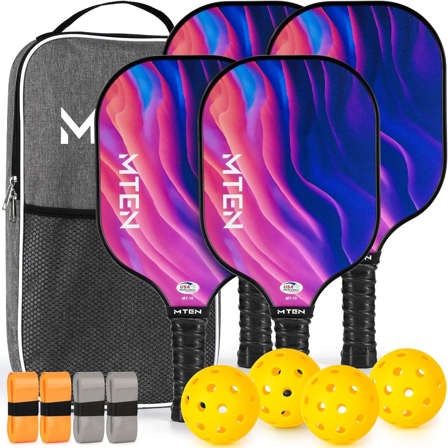Set 4 paletas pickleball fibra vidrio USAPA 4 bolas bolsa