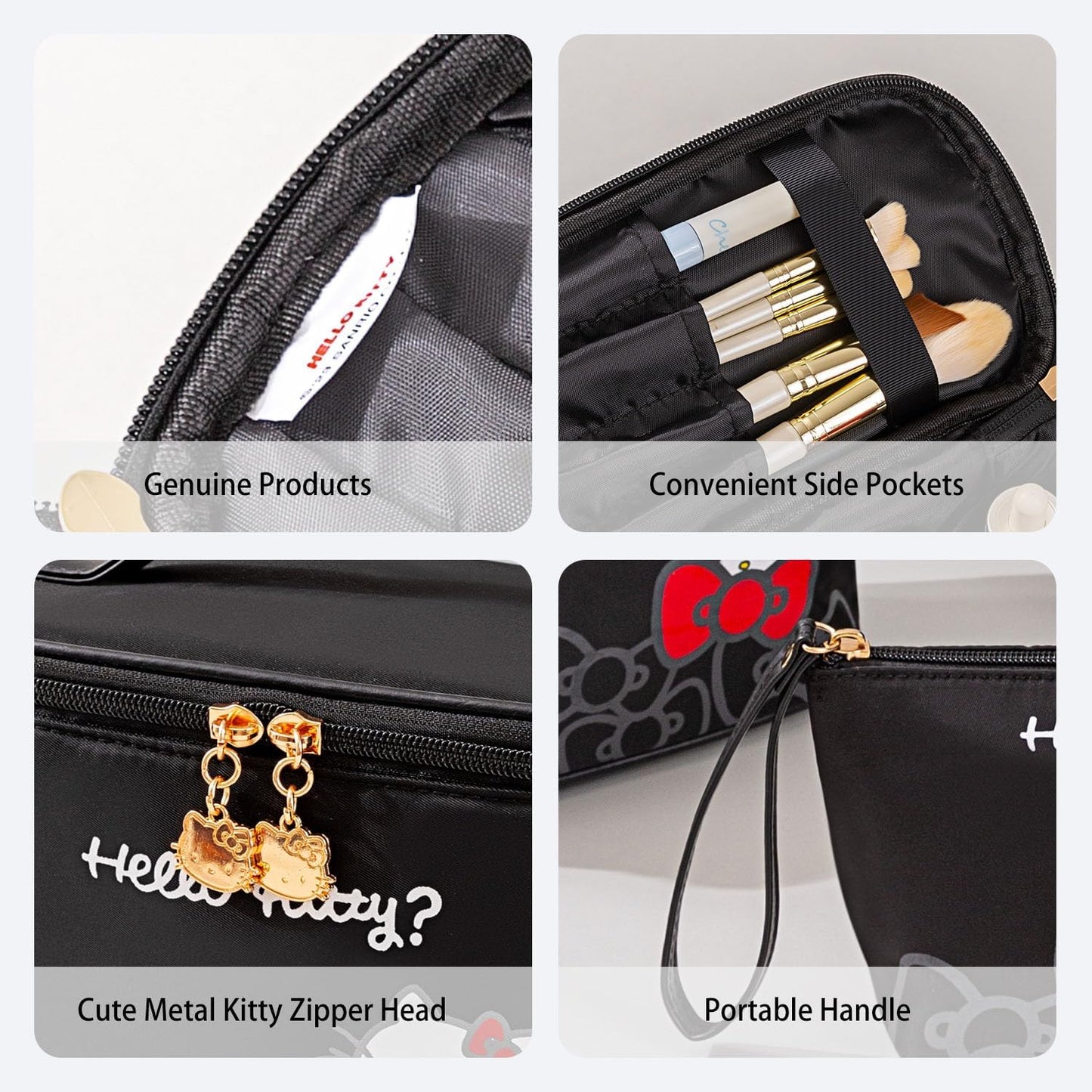 Bolsa maquillaje viaje con soporte cepillos negro 2 pzas