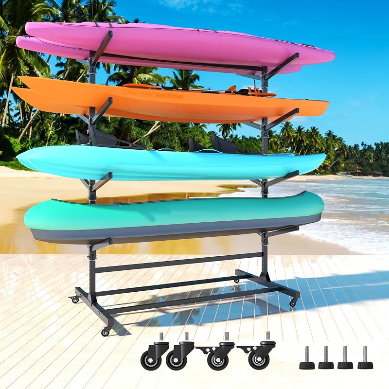 Estante soporte kayak metal ruedas bloqueables ajustable
