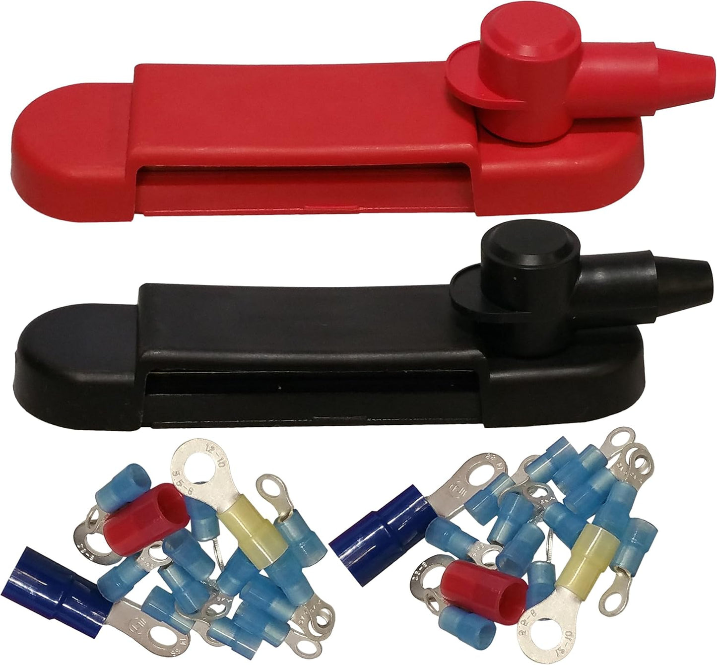 Bloque distribución 12 terminales anillo set 2 rojo negro