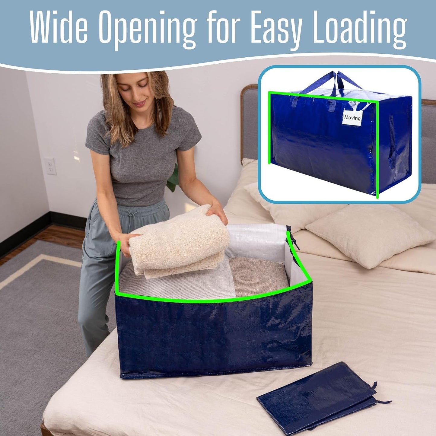 6 Bolsas Mudanza Almacenamiento Plegables Resistentes Azul