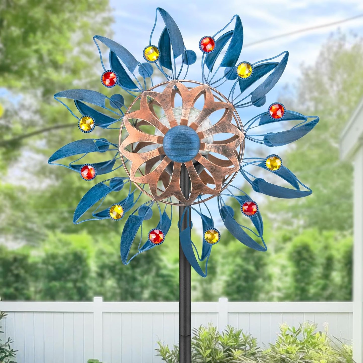Molinillo viento solar metal impermeable decoración jardín