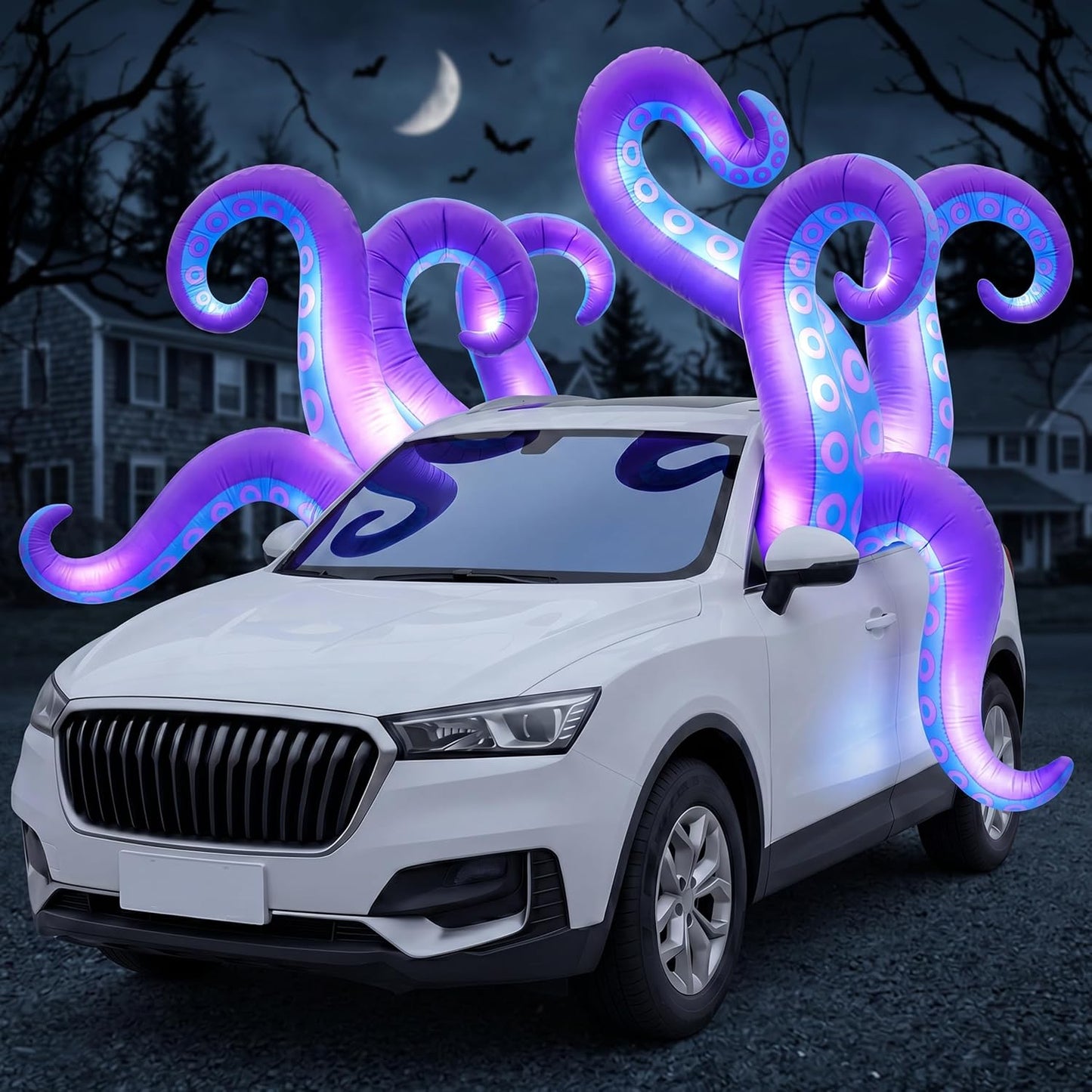 Tronco inflable Halloween con LED 8 tentáculos pulpo